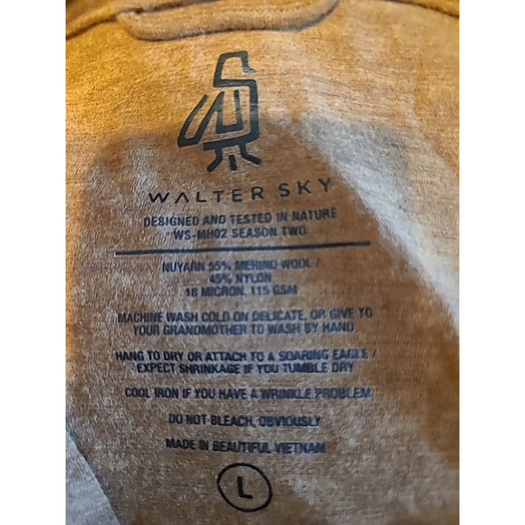 Walter Sky Top Large Brown Henley Sun Hoodie Pullover Base Layer WS-MH02 Merino - Picture 5 of 10